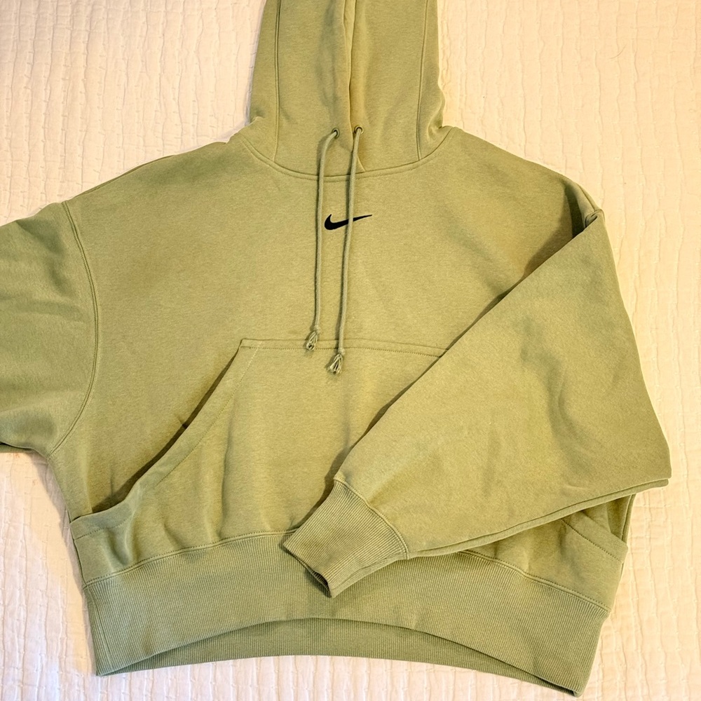 Nike Cropped Hoodie - Olive Green